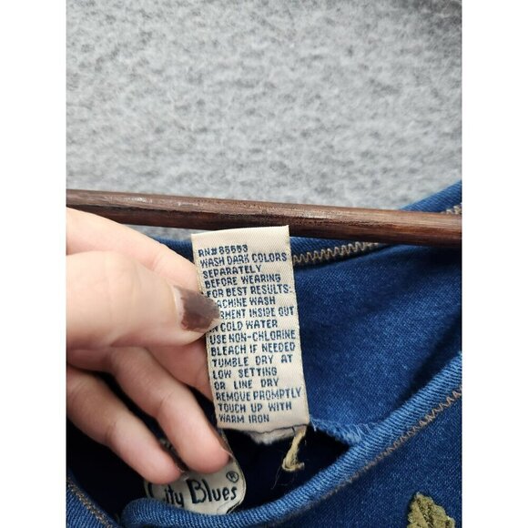 Koret City Blues Womens Embroidered Denim Dress M Sleeveless Button Front - Picture 4 of 5